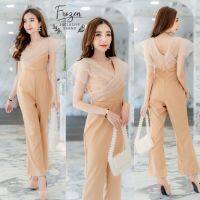 Aya_shop เสื้อผ้าแฟชั่น Jumpsuit สีครีม พร้อมส่ง