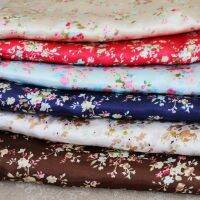 [HOT!] 1 meter X 1.48 meter Tilda Floral Print Satin Charmeuse Hairband Scarf Fabric Tissu