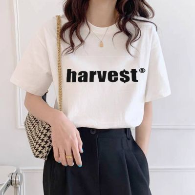 FASHIONJEANS เสื้อยืด คอกลม ลายอักษร harve$t ⚡️ ⚡️ แขนสั้น ผ้านิ่ม เสื้อยืดแฟชั่น สไตล์เกาหลี #9655