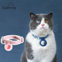 Pet Cat Puppy AirTag Positioning Sleeve Collar and Leash Denim Nylon Adjustable Leash Out Anti-lost Collar for Cats and Puppies