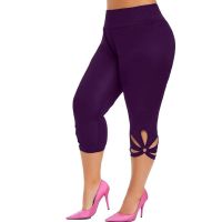 Summer Capri Pants Hollow Out Slim Elastic Waist Sporty Women Wide Waistband High Waist Tight Fitness Pants Leggings