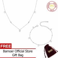 BAMOER 925เงินสเตอร์ลิง Choker สร้อยคอและสร้อยข้อมือรูปหัวใจชุดเครื่องประดับสำหรับงานแต่งงานสร้อยคอประดับ ZSH213