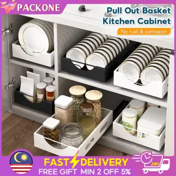 Stainless Steel Bowl & Dish Storage Rack, Kitchen Cabinet Base Unit  Organizer, Pull Out Tray Design, Drainage Function