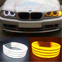 ผ้าฝ้าย LED นางฟ้าตาชุดรัศมีแหวนไฟหน้าโคมไฟสำหรับ BMW E46รถเก๋ง E36 E38 E39อัลตร้าสดใสอานิสงส์วันแสงเลี้ยวแสง