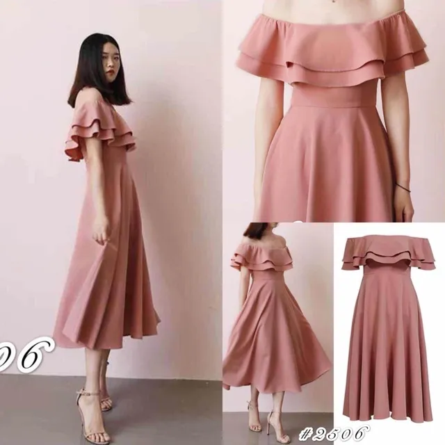 Yco Korean offshoulder pink dress Casual off shoulder Cocktail Party Dress#2506  White Dress | Lazada PH