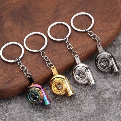 Keyring Keyfob Car Keyring Car Interior Accessories Mini Turbo Turbocharger Keychain Spinning Turbine Key Chain Ring Adhesives Tape