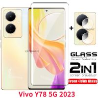 ฟิล์ม Vivo Y78 2023 5ก. 2 In 1 Vivo ปกป้องหน้าจอสำหรับ Y78 5ก. Y 78 78 Y78 Vivo Y27 4ก. 5ก. 5ก. 2023ฟิล์มกันรอยด้านหน้าเลนส์หลังกระจกนิรภัยป้องกันเต็มพื้นที่