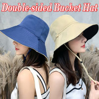 [hot]Double-sided Foldable Bucket Hats For Women Fashion Big Brim Solid Color Fisherman Hat Outdoor Travel Visor Caps Summer Sun Hat 【hot】 !