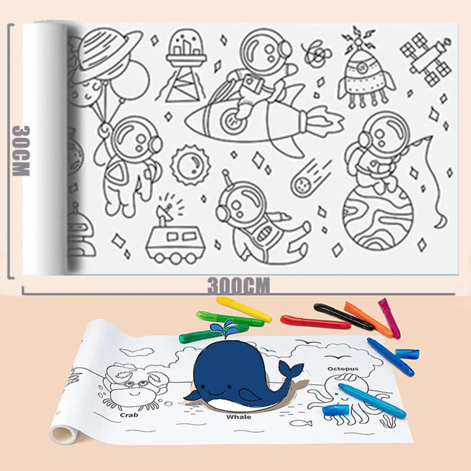 Kids Coloring Paper Roll 30Cmx300cm Wall Coloring Sheets for Party Supplies