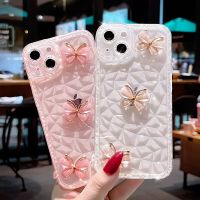 เคสป้องกันโทรศัพท์มือถือ ลายผีเสื้อ ประดับเพชร สําหรับ iPhone 14 13 12 XS XR X