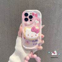 เคสโทรศัพท์มือถือนิ่ม ลายการ์ตูนเฮลโลคิตตี โดนัท สีชมพูครีม พร้อมขาตั้ง สําหรับ A14 A24 A13 A54 A12 A04 A32 A34 A23 A04s A50 A30s A20 A52 A03 A50s A31 A20s A21s A52s A30 A51