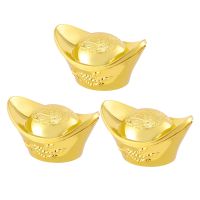 3 Pcs Wealth Ingot Makeup Toy Lucky Chinese Money Chinoiserie Decor Simulation Gold Ingot Props Luck Yuan Bao Golden Yuan Bao