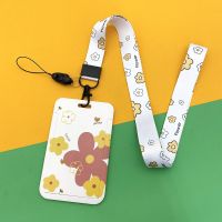 Fashion Flower Women Card Protector Cover Case Card Holder Neck Strap with Lanyard Badge Holder Work ID Card Bus ID Card Holder Card Holders