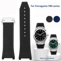 สำหรับ Ferragmo F80 Sports Series Fine Steel Watch Band สายยางซิลิโคนผู้ชายและผู้หญิงสายรัดข้อมือสร้อยข้อมือเว้า26มม.