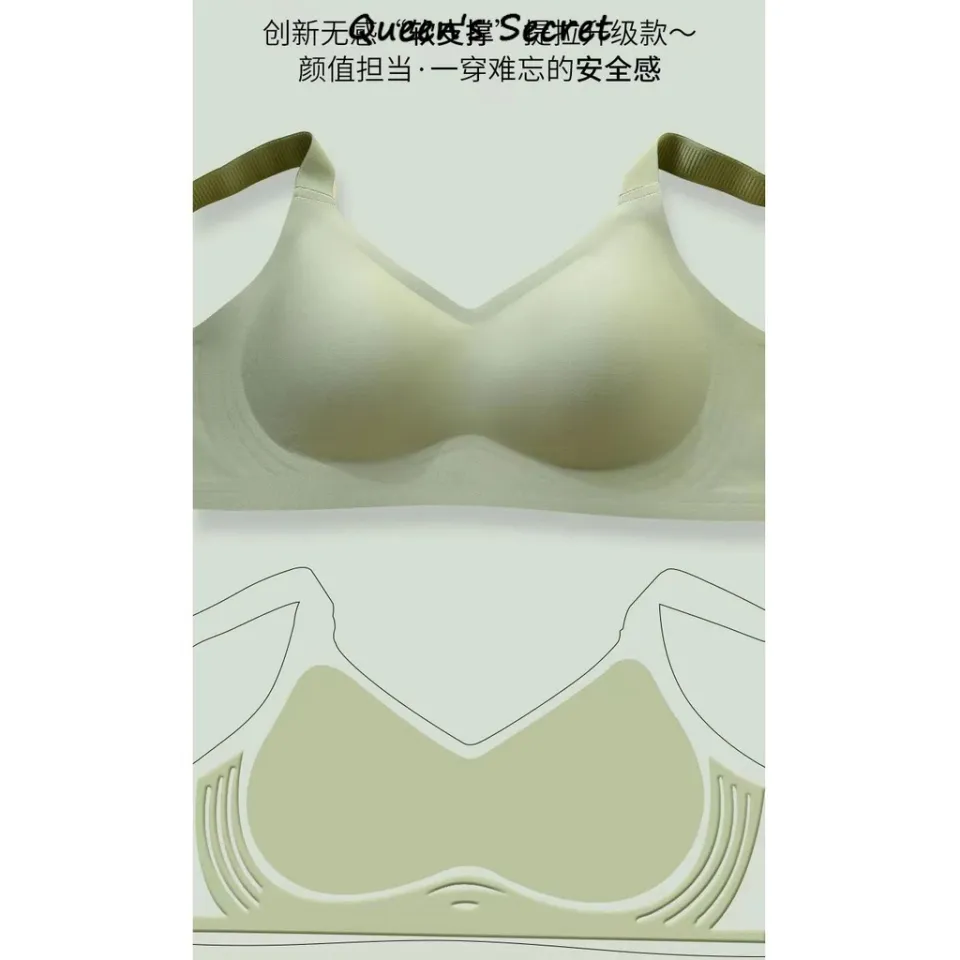 Queen Secret]M-3XL SUJI Bra Seamless push up bra No rims sports bra Yoga  vest style underwear Thin section soft support anti-sagging bra