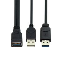 Chenyang CY Chenyang Chenyang-Cable Black USB 3.0 Female to Dual USB Male Extra Power Data Y Extension Cable for 2.5 Mobile