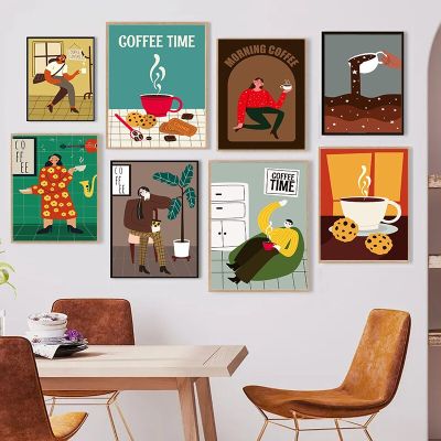 บทคัดย่อ Wall Art For Modern Living Spaces-บทคัดย่อ Relax Time Vintage Woman Coffee Lover โปสเตอร์ภาพวาดผ้าใบ-เหมาะสำหรับตกแต่งบ้านสำนักงานหรือร้านกาแฟ
