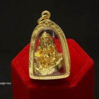 พระพิฆเณศปางเสวยสุข ทอง (35x23mm) ฟรีตลับใส่ทอง