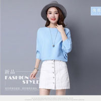 New Womens Bat Sleeve Sweater Loose Single Collar Sweater Knitted Ladies Top