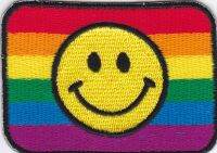 iron on patch Embroidery Rainbow Smiley 7x5 cm ใบหน้าที่ยิ้ม ตัวรีด เย็บติดผ้าประเทศไทย โลโก้ปัก มีกาวสำหรับรีด ตกแต่งเสื้อผ้า