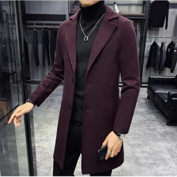 Mens fitted wool on sale overcoat