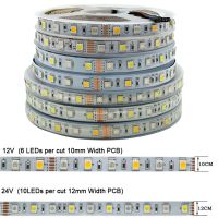 5เมตร12โวลต์24โวลต์ DC 300 SMD 60 Ledsm 5050ที่มีความยืดหยุ่น RGB W หลอดไฟ LED Strip เทปริบบิ้น RGB สีขาวหรือ RGB อบอุ่นสีขาวสำหรับแสงในร่ม