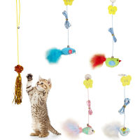 Interaction Adjust Puzzle Felt Plush Swinging On The Swing With A Cat Teaser Stick Cat Teaser Stick Elastic Force