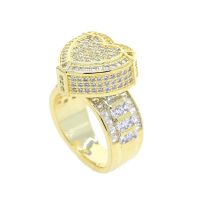 2021 New Gold Silver Color CZ Heart Ring Full Iced Out Bling Cubic Zircon Hearts Ring Hip Hop Punk Men Women Jewelry