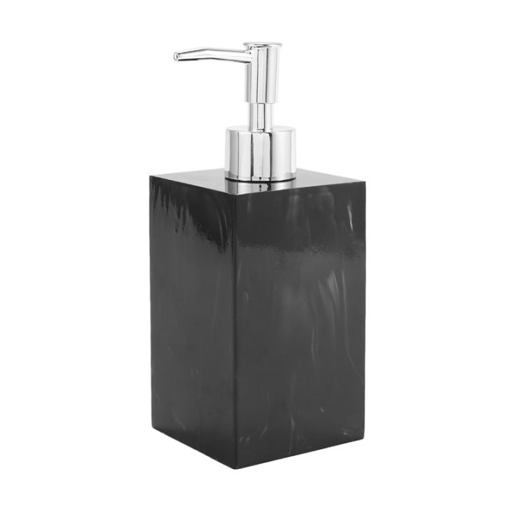 marble-texture-bathroom-supplies-black-4pcs-resin-bathroom-accessories-with-dispenser-toothbrush-holder-soap-dispenser