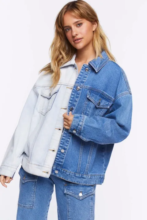 Forever 21 Women's Colorblock Denim Trucker Jacket | Lazada PH