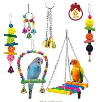 [COD] 6-piece set cross-border combination parrot toy bird supplies chewing interactive string companionship