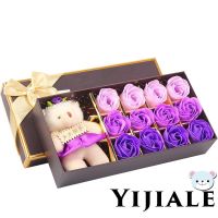 YJ★-Stock 12x Soap Rose al Bath Body Colorful Flower Scented Wedding