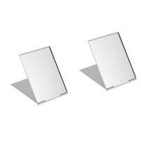 2pcs 11.5*8cm Portable Folding Makeup Mirror Single Side Travel Shaving Makeup Mirror (Silver) Mirrors