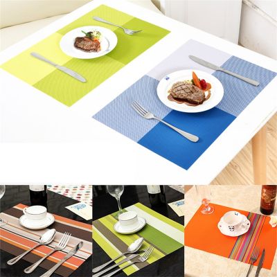 European PVC Placemat Waterproof Environmental Friendly Dining Table Mat Multi-Color Stripe Color Non-Slip Western Placemats