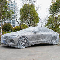 ผ้าคลุมรถผ้าคลุมกันฝุ่นรถยนต์ Outdoor Waterproof Plastic PE Transparent Film External Full Car Cover Coat Car Accessories