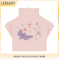 Lemary 2023แฟชั่นสุดฮิตสำหรับผู้หญิงลายการ์ตูนย้อนยุคเสื้อแขนสั้นรัดรูปเสื้อยืดพิมพ์ลายโดพามีนเสื้อครอปครึ่งตัว