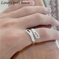 【♡Lovely girls house♡】 ชาร์มแหวนตัวอักษร FAITH สำหรับผู้ชายผู้หญิง,เครื่องประดับแหวนปรับได้แหวนคู่เครื่องประดับของขวัญคู่รัก