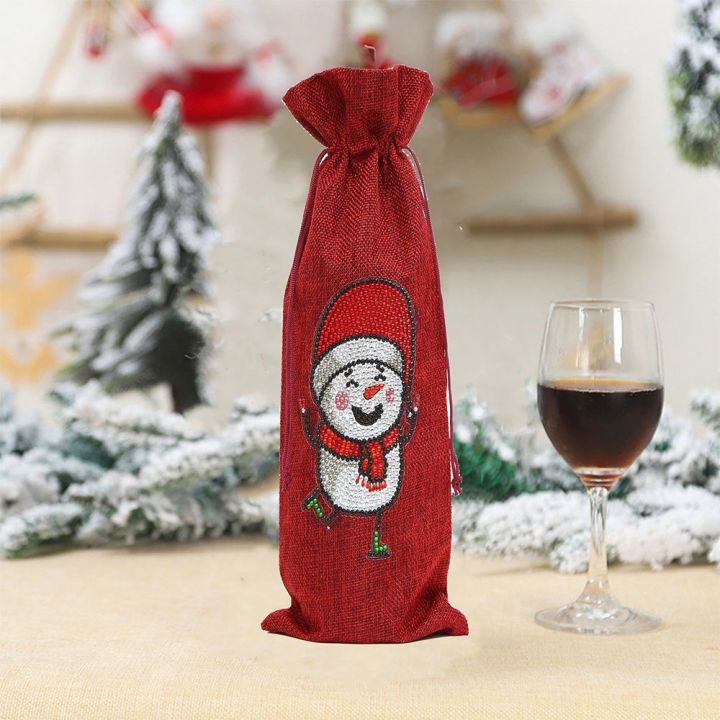 high-end-cups-ภาพวาดเพชรขวดไวน์คริสต์มาสปกเจาะ-diy-สุขสันต์วันคริสต์มาสคริสต์มาสขวดไวน์ถุง-drawstring-ตกแต่งตารางปีใหม่