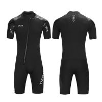 Mens Womens 3Mm Neoprene Shorty Wetsuit, One-Piece ชุดดำน้ำด้านหน้า Zip Wetsuit สำหรับดำน้ำดูปะการังท่องว่ายน้ำ