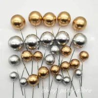 10 ชิ้น/เซ็ต 2/2.5/3/4 ซม. ตกแต่งเค้ก Golden Ball Silver Ball อุปกรณ์ตกแต่งเบเกอรี่วันเกิด Party อุปกรณ์เสริมการ์ดใส่-WIOJ SHOP