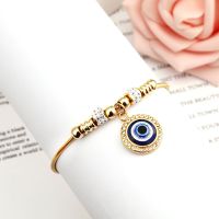 Evil Eye Bracelet Dainty Jewelry for Women Gold Plated Titanium Steel Anklet Blue Eye Pendant Adjustable Chain for Girls