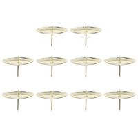 10pcs Metal Candle Holders Candlestick Candle Tray Candle Rack Home Round Candle Fixing Holder Iron Candle Stand 6x6cm