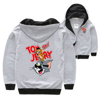 Tom Jerryเสื้อโค้ทมีฮู้ดแขนยาวมีซิป,เสื้อผ้าเด็กผ้าฝ้ายพิมพ์ลายการ์ตูนน่ารักใส่ได้ทั้งเด็กผู้ชายและเด็กผู้หญิงเสื้อสเวตเตอร์กีฬาลำลองสำหรับฤดูใบไม้ร่วงและฤดูหนาวปี7622