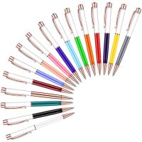 16 Pieces Colorful Empty Tube Floating DIY Pens, Building Your Favorite Liquid Sand Pens, Diamond Crystal Ballpoint Pens