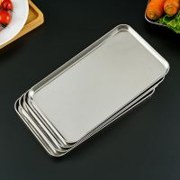 Rectangle Stainless Steel Service Tray Kitchen Food Storage Container BBQ Roast Fish Plates Flat Bottom Steaming Dish Baking Pan Baking Trays  Pans