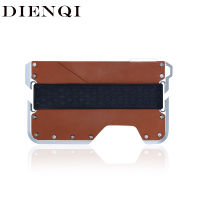 DIENQI Rfid Real Cow Genuine Leather Men Wallet Aluminum Metal Purse Slim Mini Card Holder Magic Wallet Short Small Money Walet