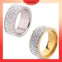 PROMISE ไซส์8-12 Unisex เครื่องประดับ ฝัง เพทายเต็มตัว สแตนเลส แหวนวง แต่งงาน