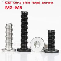 ☽๑ 5-50pcs Thin head screw CM M2 M2.5 M3 M4 M5 M6 M8 304 A2 Stainless Steel /black Torx Six-Lobe Ultra Thin Flat Wafer Head bolts