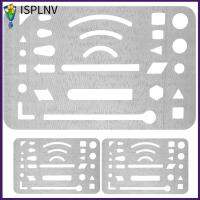 ISPLNV 3ชิ้น27หลุมแผ่นกันลบสแตนเลสอุปกรณ์งานประดิษฐ์วาดแบบร่างทนทานเครื่องมือแม่แบบยางลบตัวอักษร