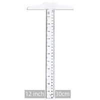 1Pcs T-shaped Double Side Scale Ruler Drafting Drawing Tool Plastic School Office Supplies Stationery Accessory 30cm (Inch Cm)